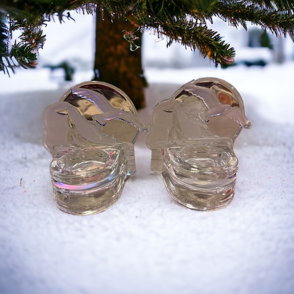 PartyLite Clear Seagull Tealight Candle Holder Set Of 2 P0510 Retired - Picture 2 of 11